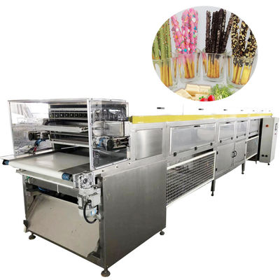1300 kg/h Macchina per la confezione del cioccolato raffreddamento ad aria bastoncini pocky linea di produzione di doppio rivestimento