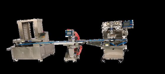 Buon prezzo Linea automatica di incrustazione di cibo per pollo, petto e cane, integrata con Cutter & Tray Organizer in linea